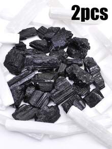 批发黑绿柱石和透石膏原石，适用于抛光、滚磨、宝石加工、研磨、绕线、巫术、灵气疗愈、冥想、脉轮平衡等用途。 - 黑與白 - 查看 8