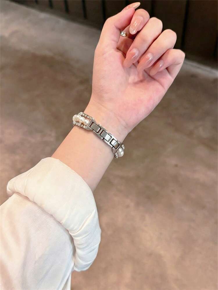 18mm, 20mm, 22mm Diamond Watch Bands, Adjustable Length, Compatible With Samsung Galaxy, And Other Watch Models, Durable, Soft, Breathable - Silver Pearl - View 5