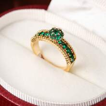 1枚女士结婚戒指，时尚简约18K镀铜材质，蓝宝石蓝、玫瑰红、祖母绿、白色锆石戒指，适合女士日常佩戴。 - 戒指 - 查看 29