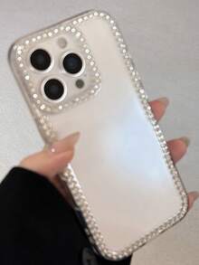 1pc Large Hole Transparent TPU Rhinestone Frame Phone Case, High Definition Clear Back Shell, Compatible With IPhone 11/12/13/14/15/16/16 Pro Max/18/18 Pro/18 Pro Max, Transparent Hard Shell Protective Cover, Premium Touch, Compatible With IPhone 17/17 Pro/17 Pro Max/Air/XS/XR/XS Max/11 Pro Max - Clear - View 5