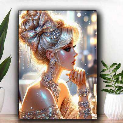 精美绝伦、优雅迷人的女士钻石画DIY钻石画十字绣套装，女士全圆钻马赛克刺绣画，家居装饰佳品