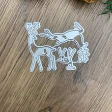 鹿形切割模具、月亮形切割模具、动物形切割模具，适用于卡片制作、压花模具、剪贴簿、手工工艺品制作 - 銀白色 - 查看 5