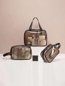 单层化妆包，旅行收纳包，化妆刷包，洗漱包，透明单层化妆包，PVC材质，手提袋，化妆品收纳包，沙滩包，旅行必备品。 - 彩色 - 查看 10