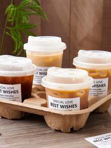 20/10pcs Set Thick PET Coffee Cups With Lids, Leak-Proof And Heat-Resistant Plastic Cups, Suitable For Coffee Lovers, Also For Milk Tea, Coffee, Juice And Other Beverages. Suitable For Takeout Beverage Shops And Homemade Drinks, With Both Aesthetic And Practical Features. - 無色 - 查看 4