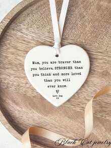 Customized Heart-Shaped 73mm Ceramic Gift, Double-Sided UV Printing, Birthday Gift For Mom, Mother's Day Present - White - View 6