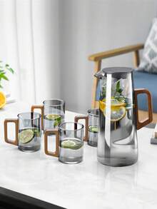 木柄玻璃杯茶杯耐热客厅杯水套装家用客人水壶水杯套装 - 彩色 - 查看 11