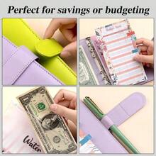 1pc A6 Budget Binder With Cash Envelopes, Cash Savings Book Budget Planner, PU Leather Notebook Binder With 2pcs A6 Binder Pockets, Cash Envelope Filling System Piggy Bank - Multicolor - View 6