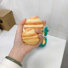 [Fun Silicone Protective Case] ​​3D Croissant Design, Compatible With Apple AirPodscase1/2/3/4/Pro, Creative Earphone Case, Electronic Pet Accessory - Yellow - View 2