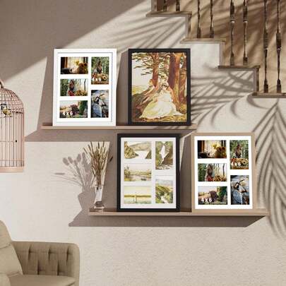 1pc 4"X6" Multi-Opening Collage Picture Frame, Wall Mounted Family Photo Display Frame Decor (Photo Paper Not Included)