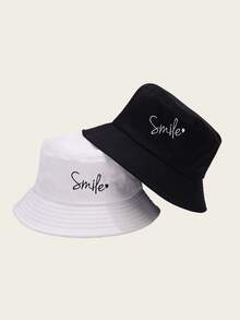 1/2PCS Personalized Letter Smile Embroidered Bucket Hat Men's Outdoor Sun Hat Casual Versatile Hat - Fisherman's Hat Smile - View 1