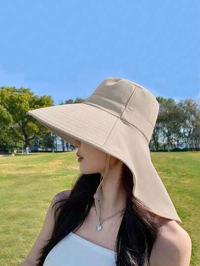 1pc Spring/Summer Sun Hat For Children - Summer Sun Protection Hat For Outdoor Cycling Neck Guard - Large Brim Breathable Foldable Mountain And Bucket Hat Suitable For Outdoor Travel Sun Protection And Shade