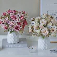1pc Artificial Peony Rose Bouquet, DIY Bouquet, Wreath Material, Candy Box Accessory, Home & Wedding Decor, Bridal Wrist Corsage, Boutonniere, Headpiece Material, Valentine's Day Gift, New Year Decoration, Artificial Plant, Autumn Decor, Indoor Decor, Tabletop Decor, Garden Decor, Home Decor, Valentine's Day Gift, Graduation Gift - Sand Red - View 10