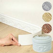 1pc Self-Adhesive Flexible Foam Molding Decorative Strip, 3D Sticky Wallpaper Border, Removable Peel And Stick Wall Trim Decor, Suitable For Home And Hotel DIY Decoration - A - View 1