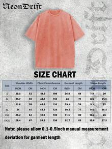 Y2K Style, Cool  UFO Elements, Outdoor Sports Vibe, Modern Street Style, Fashionable Pure Cotton Vintage Washed T-Shirt With Loose Fit, Unisex Design. A Perfect Surprise Gift For Family And Friends. Features Dropped Shoulder Sleeves + Crew Neck, Made Of High-Quality Batik Cotton, A Retro Fashion Brand T-Shirt. With Moderate Thickness, It's Ideal For Summer Wear And A Top Choice For Holiday Gifting. - Màu Cam san hô - Xem 6