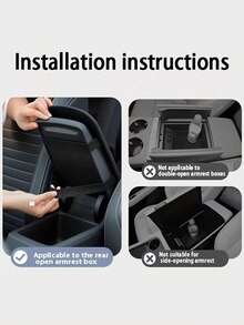 1 PC Black Thickened Fluffy Car Armrest Box Booster Mat, Center Armrest Mat, Car Armrest Cover, Armrest Box Mat - One Size - View 7