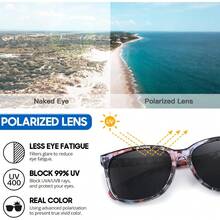 2 Packs Polarised Sunglasses For Women UV400 Protection Square Stylish Sun Glasses For Driving - A03(2 Pack) Black + Floral - View 6
