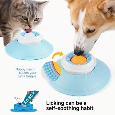 Pet Cleaning Tongue Coating Licking Toy Ball - Cat Dog Slow Feeder Anti-Spill Self-Entertainment Toy - Rotating Slow Feeder Licking Plate