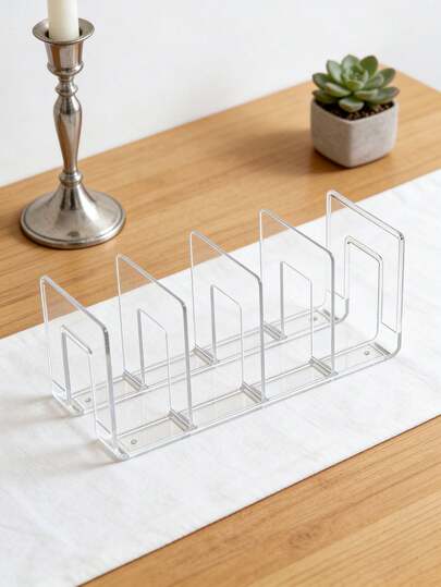 1pc Transparent Acrylic Book Stand - Heavy Duty Book Holder And Organizer, Non-Slip Desktop Book Rack Divider Suitable For Office And Home