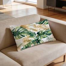1pc Leaf Print Throw Pillow Cover, Home Decor For Sofa And Bedroom - Multicolor - View 7