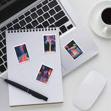 36pcs Rainbow Fluid Illustration Art Sticker Pack | Dynamic Vinyl Stickers With Dreamy Colors And Abstract Design | Suitable For Laptops, Decoration And Gifts | Perfect For Art Lovers And People Seeking Atmosphere - Rectangle - View 4