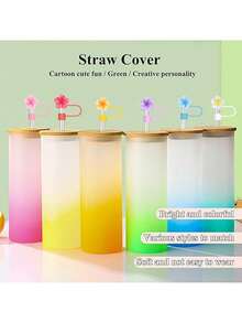 1 cái/6 cái nắp ống hút hình hoa, phù hợp với cốc 30oz & 40oz, nắp ống hút silicon 10mm, có thể tái sử dụng, chống bụi, nắp ống hút tối giản, phụ kiện cốc, quà tặng Ngày của Mẹ - Nhiều màu - Xem 9