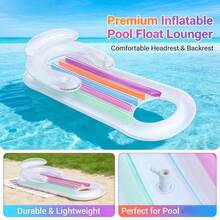 Inflatable Pool Float Bed Pool Lounge Chair With Headrests Inflatable Water Bed With Backrests Beach Mat (Without Pump) - Multicolor - View 4