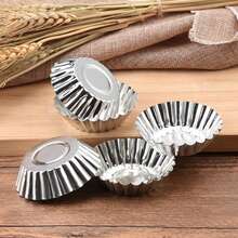 5/10/20/30/100/200pcs Reusable Aluminum Cupcake/Muffin/Pudding Baking Molds, Non-Stick, For Baking Cream Pudding, Silver, 7cm, Baking Tools, Cake/Tart Pans - Silver - View 8