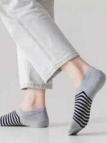 1/10 Pairs Random Minimalist Striped & Polka Dot Casual Comfortable Low-Cut Invisible Socks - Multicolor - View 6
