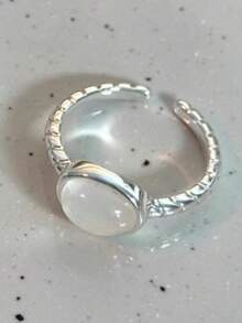 1pc Black & White Minimalist Chic Ins Style Simple Ring, Fashionable Personalized Delicate Versatile Finger Ring For Women - Egg Ring - View 6