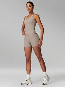 Bộ đồ thể thao nữ MFVIM gồm áo ba lỗ và quần short, bộ 2 mảnh thể thao thường ngày dành cho nữ, giúp nâng eo và thon gọn, thoáng khí và thoải mái, cần thiết cho chạy bộ ngoài trời, đạp xe, yoga, pilates và tập luyện tại phòng gym. - Đồng - Xem 6