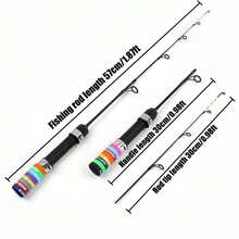 SEACHASER 57cm/1.87ft Portable Fishing Rod, Carbon Fiber Ultra Soft & Lightweight Fishing Rod, Easy To Operate, Suitable For Beginners And Experienced, Fashionable Fishing Rod With Random Color Handle, Suitable For Ponds, Reservoirs, Streams To Fish Small Fish - Multicolor - View 4