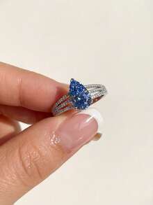 1枚S925纯银三线水滴戒指，女士拇指戒指，精致珠宝礼品 - 三線水滴 - 查看 2