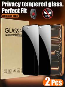 2pcs Privacy Screen Protector, Compatible With Apple 17/17Pro/17Promax/16 Promax,16,15 Pro Max, 15 Pro, 15 Plus, 15 Pro, 14 Pro Max, 14 Pro, 14 Plus, 13 Pro Max, 13, 12 , 11 Anti-Peeping Tempered Glass Protective Case, Anti-Scratch, Anti-Shock, Anti-Oil, Anti-Fingerprint Coating - Black - View 28