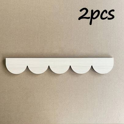 2pcs Fan-Shaped Decorations, Wooden Edge Trim, Cute DIY Line Decor, Suitable For Home Cabinet Shelves And Window/Door Decoration