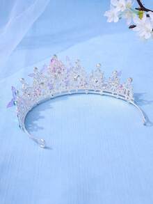 1pc Elegant Crystal Princess Crown, Starfish, Seashell, Mermaid Tail Hair Hoop, Performance/Birthday Gift Headband - Baby Blue - View 5