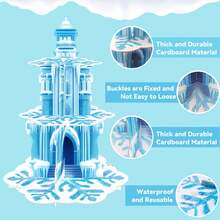 三层蓝色城堡雪花纸杯蛋糕架 | 冰雪奇缘主题冬季仙境甜点展示架，适合公主生日派对用品 - 雪花蛋糕架 - 查看 6