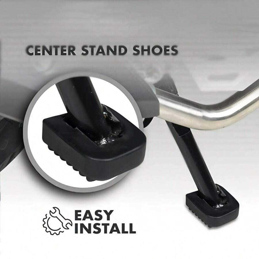 1pc Motorcycle Footrest, Universal Motorcycle Kickstand Pad, With Protective Floor Mat, Durable Rubber, Enlarged Base Side Support Kickstand, Suitable For Street Bikes And Electric Vehicles With Anti-Slip Design, Grip And Comfortable Riding Experience, Extended Pad Support Motorcycle Accessories, Improved Vehicle Stability, Fashionable Motorcycle Accessory, High-Quality Rubber