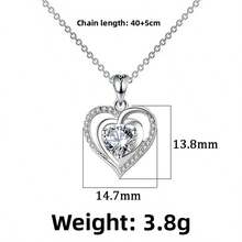 1 chiếc vòng cổ hình trái tim đôi thời trang, mặt dây chuyền đính đá S925, dây chuyền đeo xương quai xanh dành cho nữ, trang sức lấp lánh cho buổi hẹn hò và tiệc tùng. - Bạc - Xem 7