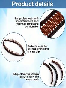 3/4 件套欧美懒人发梳、鱼形发夹、香蕉形发夹套装，多功能发梳，香蕉形发夹 - 彩色 - 查看 2