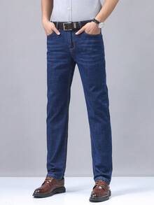 Quần jeans nam ống đứng kiểu vintage, quần casual phong cách đường phố, kiểu dáng tối giản thoải mái, phù hợp cho trang phục hàng ngày, dạo phố và đi làm, có thể mặc được cả bốn mùa. - Màu xanh lam - Xem 3