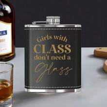 Stainless Steel Alcohol Bottle, Laser Engraved Pattern, Unisex - Portable Alcohol Bottle, Durable, Leak-Proof, Ultra-Light Alcohol Bottle, Portable Wine Bottle, Pocket Whiskey Alcohol Drinking Accessories, Home Kitchen Outdoor Supplies, Father Grandpa Brother Groomsman Gift, Unique Beverage Gift (Birthday/Father's Day/Game Day/Beer Festival/Outdoor) - Multicolor - View 2