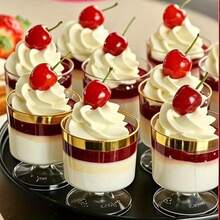 Bộ 7 cốc nhựa đựng tráng miệng tái sử dụng, thích hợp cho kem, mousse, pudding, dùng trong các cửa hàng tráng miệng, tiệc sinh nhật, bàn tráng miệng đám cưới, các buổi họp mặt và nhiều dịp khác. - Xem 7