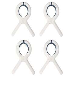 6/12pcs Beach Towel Clips, Heavy Duty Plastic Clothespins, Blanket Drying Clips, Windproof Clips, Home Supplies - White and Yellow - View 10