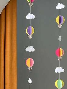 1pc 118" Cuttable Ceiling Decorative Paper Rope, Includes 9pcs 3D Cloud And Paper Balloon Decorations, Suitable For Wedding, Birthday Party, Classroom, Bedroom And Holiday Party Decoration, Summer Celebration Wall Decor, Fun Decorative Item To Create Festive Atmosphere - View 6