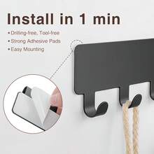 1/2/4 chiếc Giá Treo Chìa Khóa Kim Loại Màu Đen Có Keo Dán Gắn Tường, Giá Sắp Xếp Chìa Khóa Hiện Đại, Dễ Lắp Đặt, Kích Thước 6.2"X2", Thiết Kế Tối Giản, Chất Liệu Kim Loại Bền Chắc, Thích Hợp Để Sắp Xếp Chìa Khóa Ở Lối Vào - màu đen - Xem 7