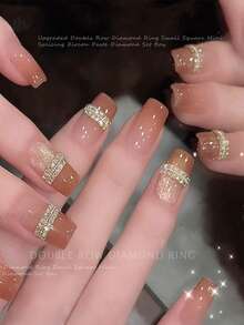 1 Hộp Đá Cubic Zirconia Hình Vuông Nhỏ Lấp Lánh Màu Champagne Đế Phẳng Dùng Làm Trang Trí Móng Tay, Đồ Trang Trí Móng Tay Đính Đá Tự Làm - Nhiều màu - Xem 7