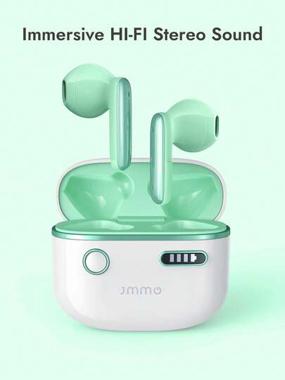 Wireless Headphones,HI-FI Stereo Ultra Low Latency Earbuds, Waterproof Earphones For Gym/Running/Work, Green