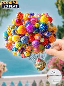 2D Colorful Balloon Gift, Multicolor Hot Air Balloon Sun Catcher Window Decor, Suitable For Valentine's Day, Garden And Outdoor Spaces, Room Decoration, Door Hanging - Colorful - View 6