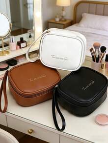 1pc Portable PU Cream Lipstick Pouch, Student Makeup Bag, Sanitary Pad Storage Bag, Small Size - View 5
