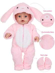 16-18 Inch Children's Doll Clothes, Cute Rabbit & Bear Hooded Outfit, Realistic Doll Clothing, Suitable For Children 3+ Years Old, (Doll Not Included), Holiday & Birthday Gift - Multicolor - View 6
